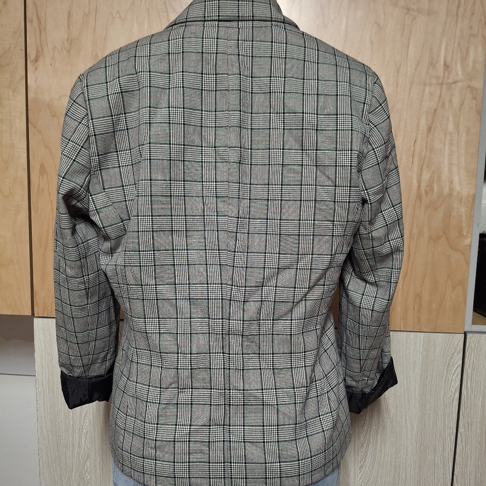 💋Nine West Women's Black and White Checkered Blazer💋 - Picture 5 of 7